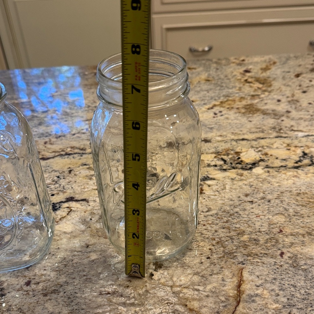 Clear Glass Mason Jars. Set of two.